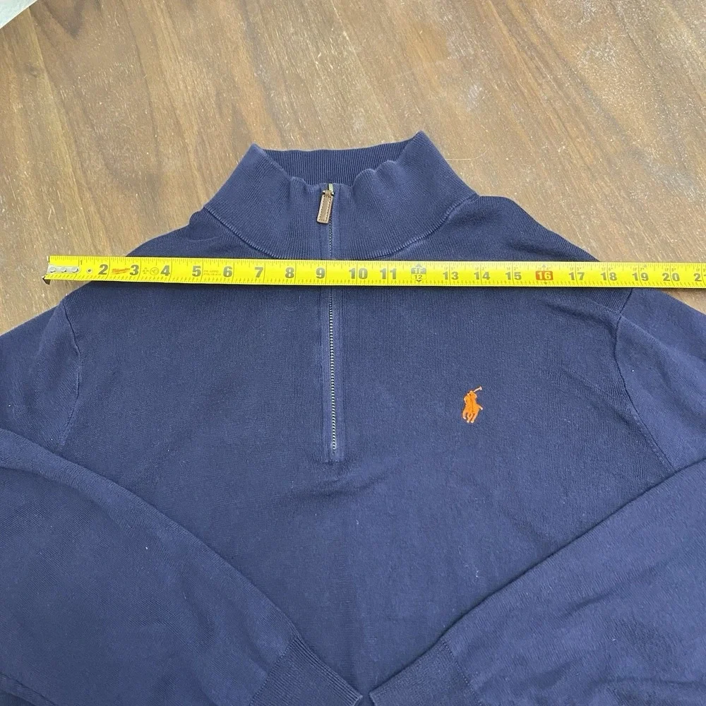 Polo Ralph Lauren Quarter Zip Pullover Mens 2XB Navy Blue Pima Cotton Sweater
